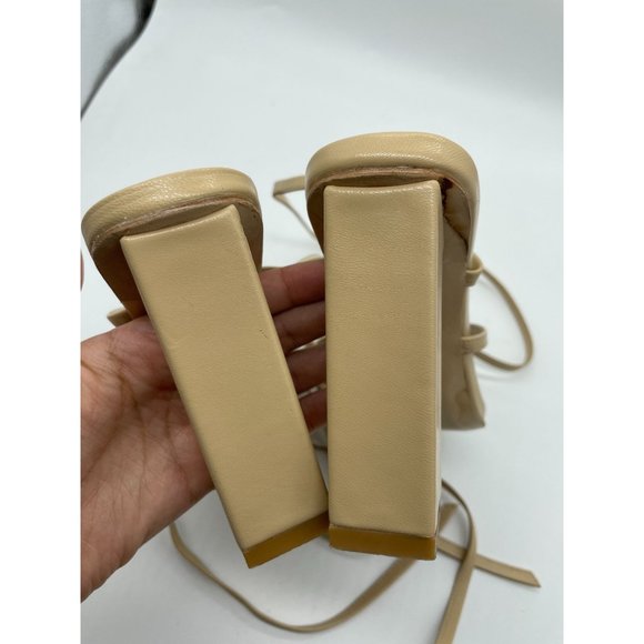 RAYE Anthea Heel Sandal in Nude 7 Leather Wrap Ankle Tan - Picture 6 of 10